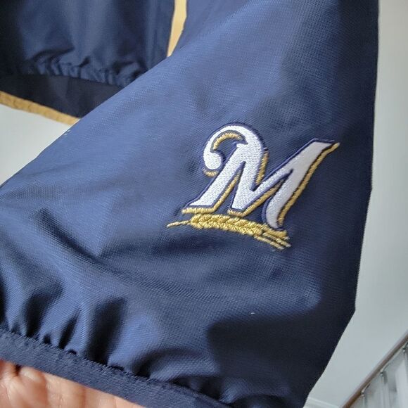 Milwaukee BREWERS Windbreaker Detachable Jacket Majestic Pullover 1/4 Zip XL - Picture 12 of 14